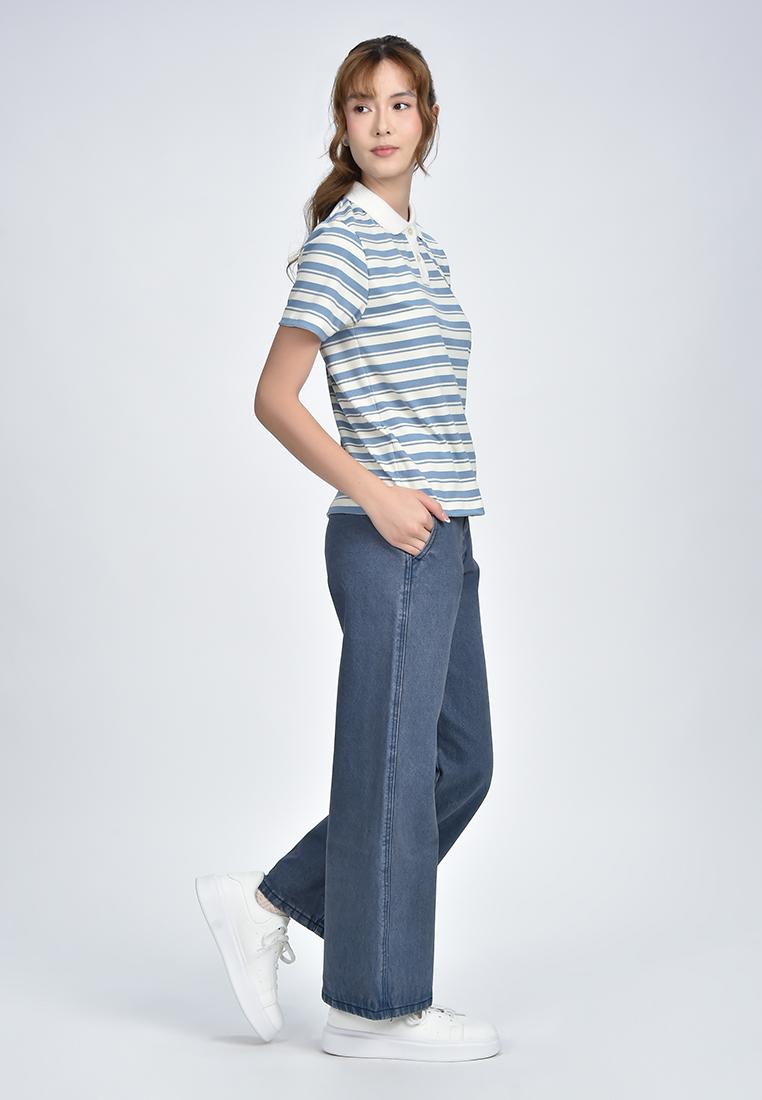 Women's Striped Collared T-Shirt
