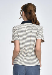 Women's Striped Collared T-Shirt
