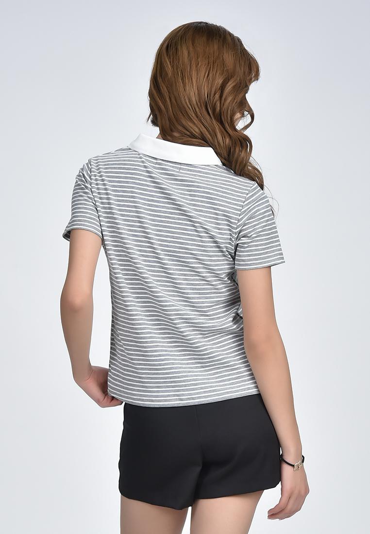 Women's Striped Collared T-Shirt