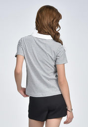 Women's Striped Collared T-Shirt