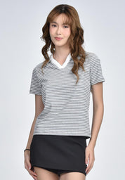 Women's Striped Collared T-Shirt