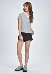 Women's Striped Collared T-Shirt