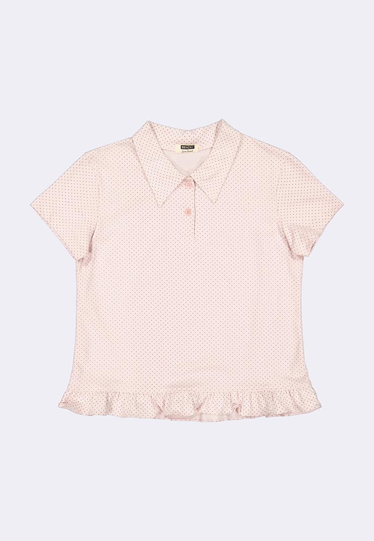 Women's Polka Dot Short Sleeve Collared Top