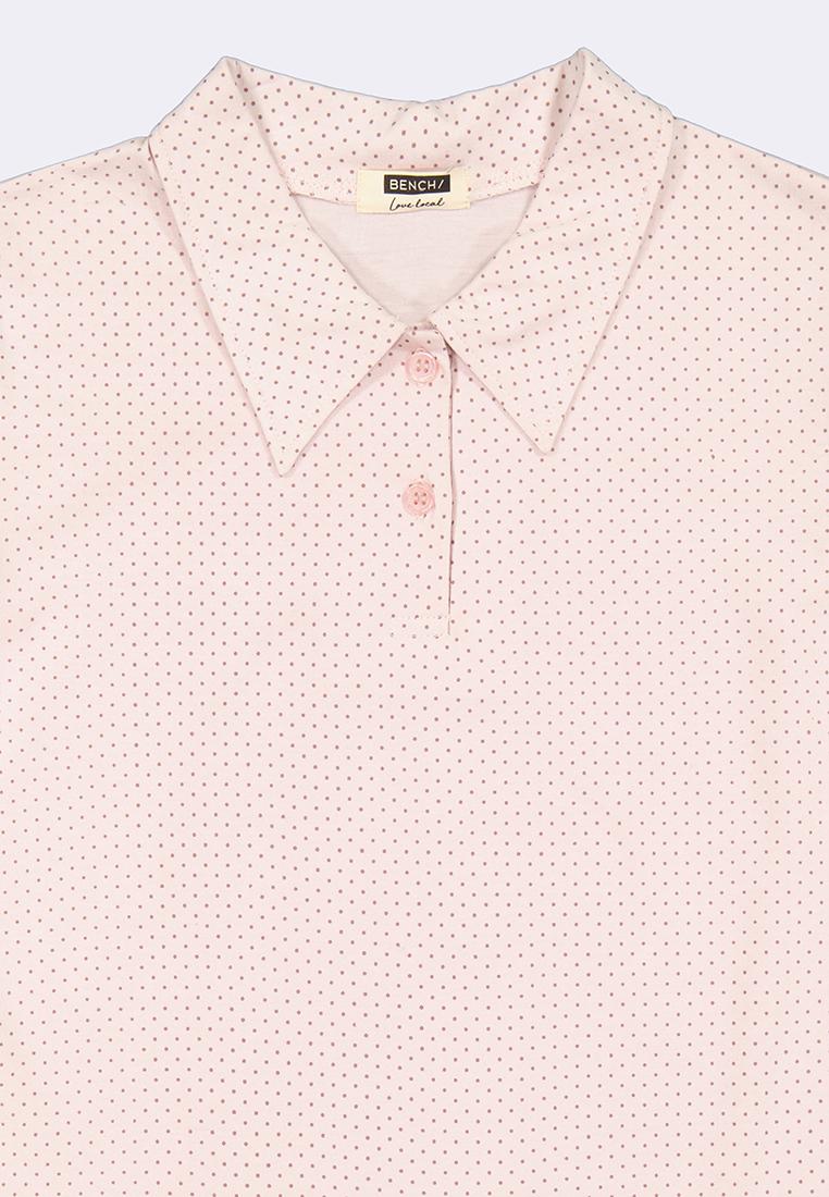 Women's Polka Dot Short Sleeve Collared Top