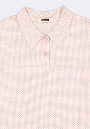 Women's Polka Dot Short Sleeve Collared Top