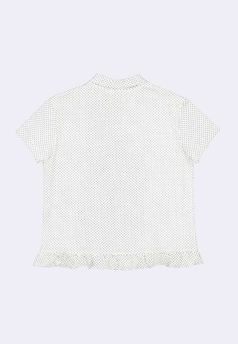 Women's Polka Dot Short Sleeve Collared Top