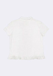 Women's Polka Dot Short Sleeve Collared Top