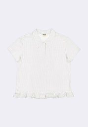 Women's Polka Dot Short Sleeve Collared Top