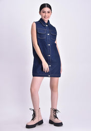 Women's Sleeveless Denim Dress