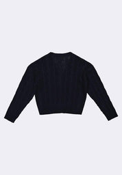 Women's Cable Knit Cardigan with Letter Patch