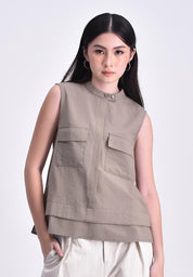 Women's Sleeveless Cargo Blouse