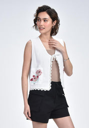 Women's Sleeveless Tie Front Top