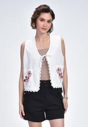 Women's Sleeveless Tie Front Top