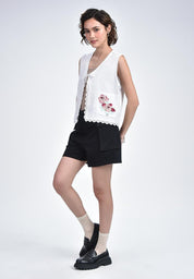 Women's Sleeveless Tie Front Top