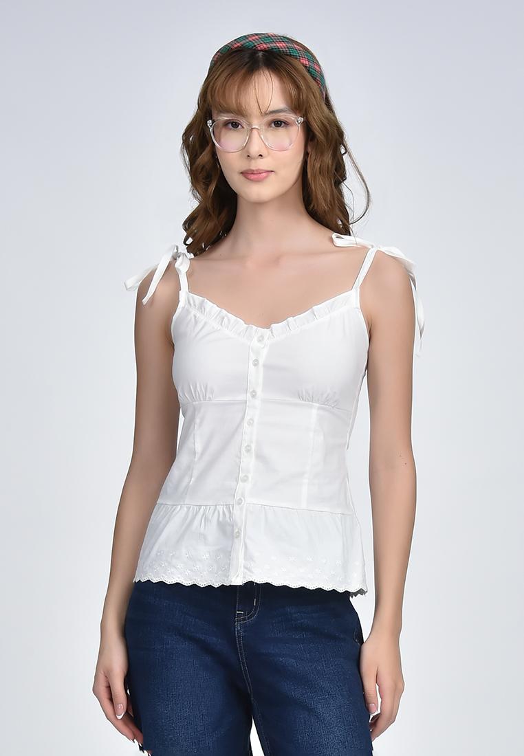 Women's Ruffled Neck Sleeveless Top