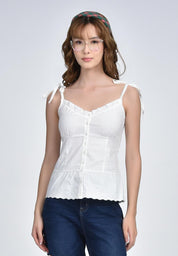 Women's Ruffled Neck Sleeveless Top