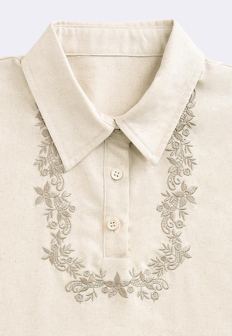 Women's Collared Embro Kimona Top