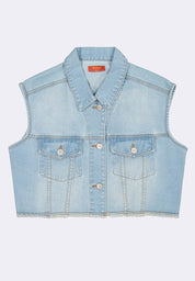 Women's Oversized Cropped Denim Vest