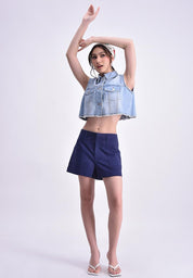 Women's Oversized Cropped Denim Vest