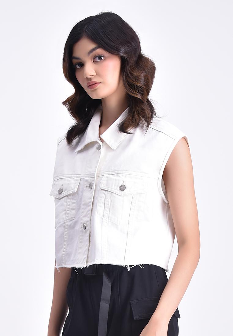 Women's Oversized Cropped Denim Vest