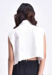 Women's Oversized Cropped Denim Vest