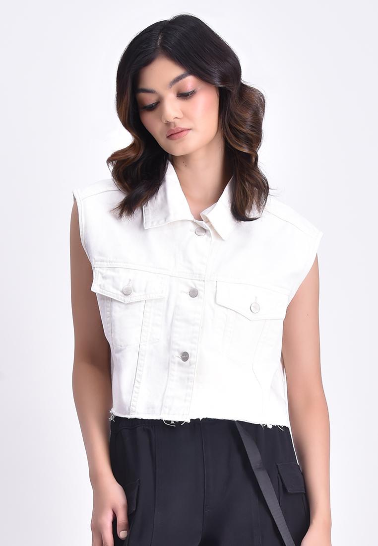 Women's Oversized Cropped Denim Vest