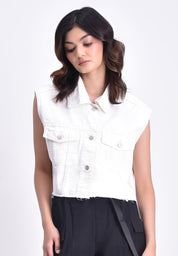 Women's Oversized Cropped Denim Vest