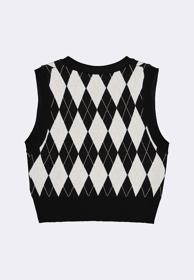 Women's Argyle Knitted Sleeveless Vest