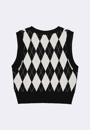 Women's Argyle Knitted Sleeveless Vest