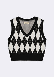 Women's Argyle Knitted Sleeveless Vest