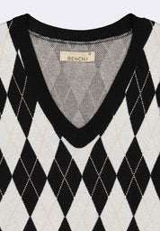 Women's Argyle Knitted Sleeveless Vest