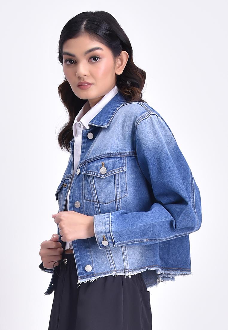 Women's Oversized Cropped Denim Jacket