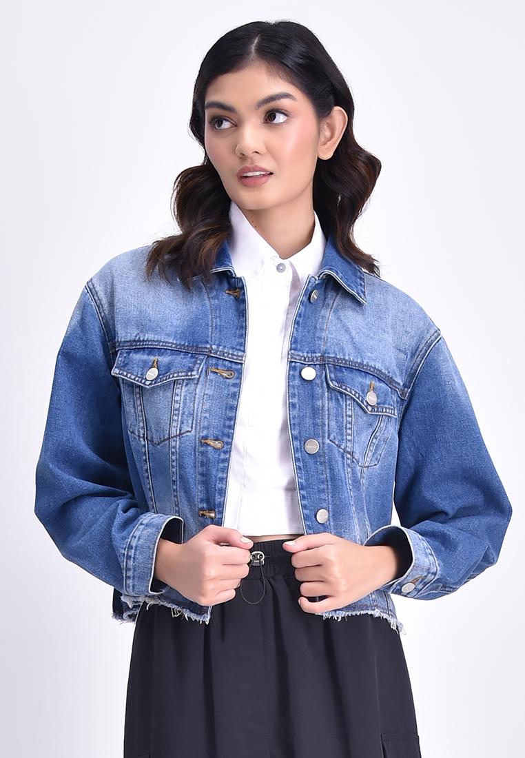 Women's Oversized Cropped Denim Jacket