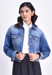Women's Oversized Cropped Denim Jacket