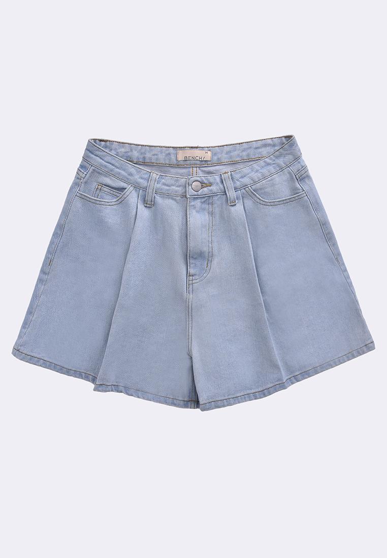 Women's Pleated High Waist Denim Shorts