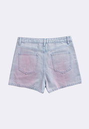 Women's High Waist Ombre Fade Denim Skort