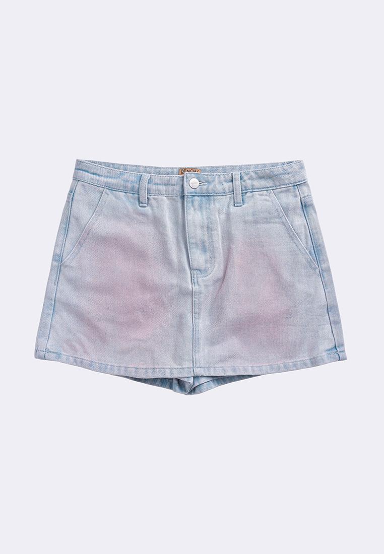 Women's High Waist Ombre Fade Denim Skort