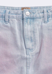 Women's High Waist Ombre Fade Denim Skort