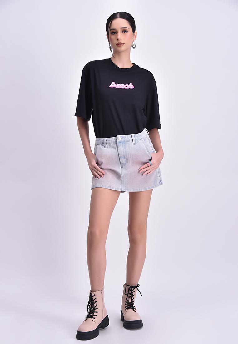 Women's High Waist Ombre Fade Denim Skort