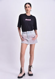 Women's High Waist Ombre Fade Denim Skort