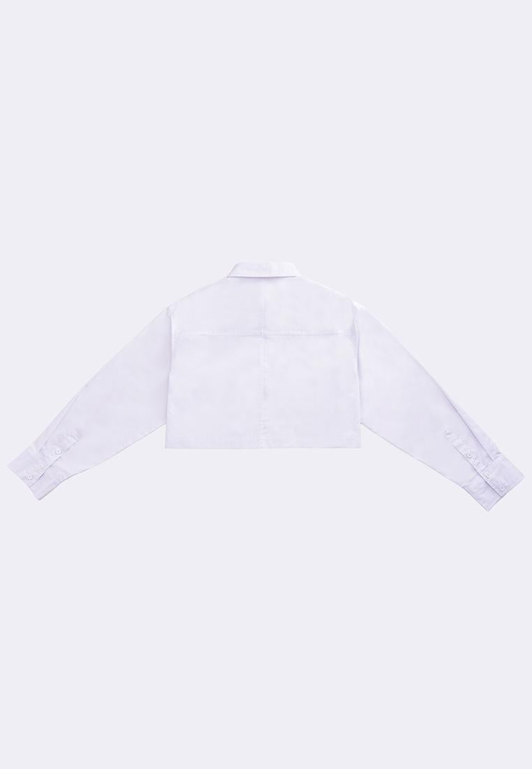 Women's Cropped Long Sleeve Button Shirt