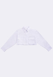 Women's Cropped Long Sleeve Button Shirt