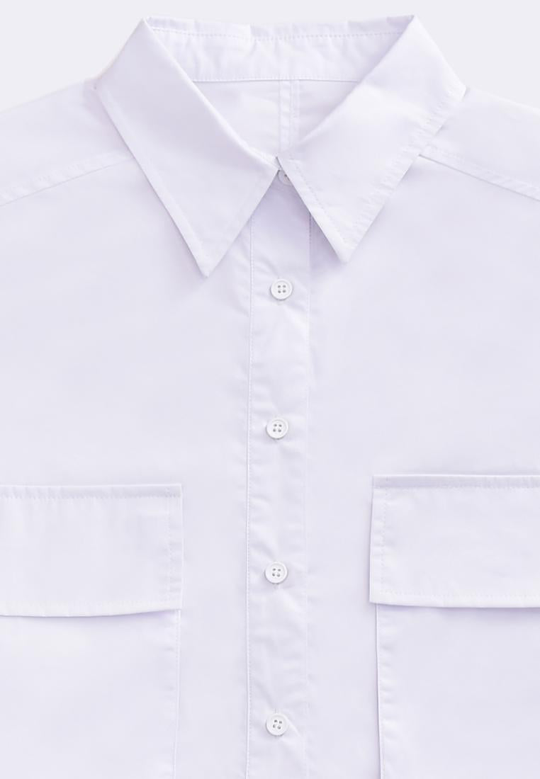 Women's Cropped Long Sleeve Button Shirt