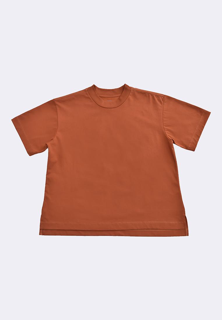 Women's Active Athleisure Mock Neck Premium Cotton T-Shirt