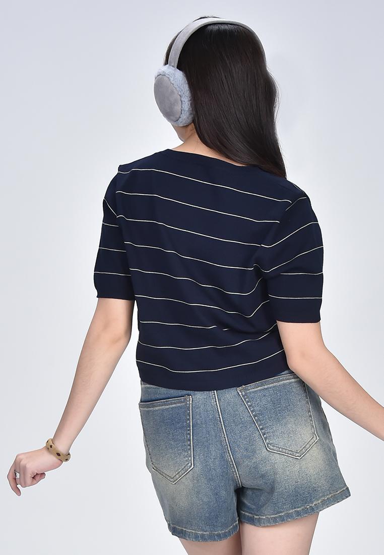 Women's Striped Flat Knit Top