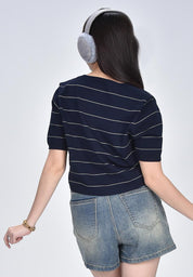 Women's Striped Flat Knit Top