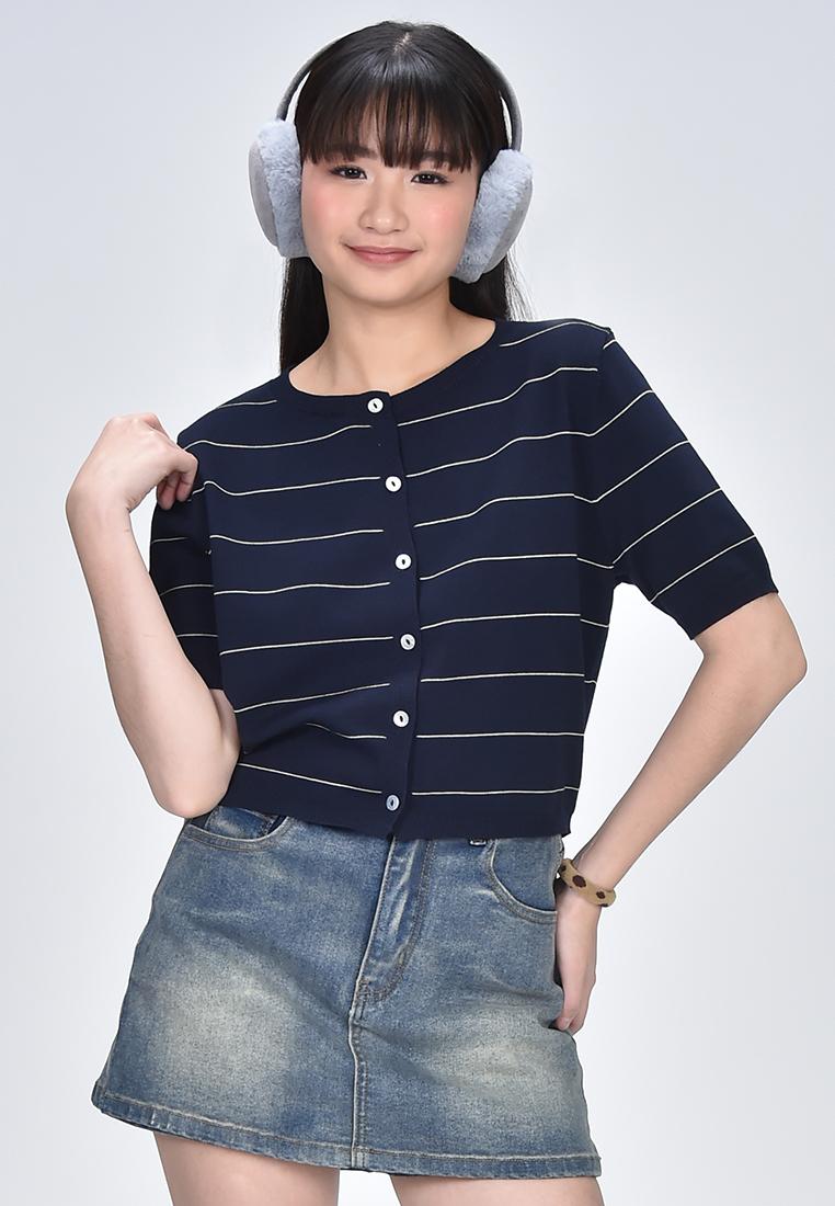 Women's Striped Flat Knit Top