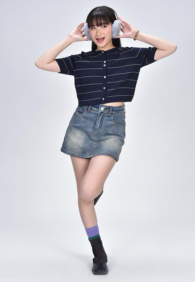 Women's Striped Flat Knit Top