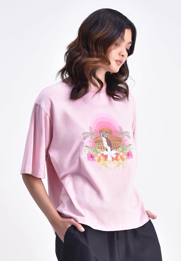 Women's Oversized Round Neck Graphic T-Shirt