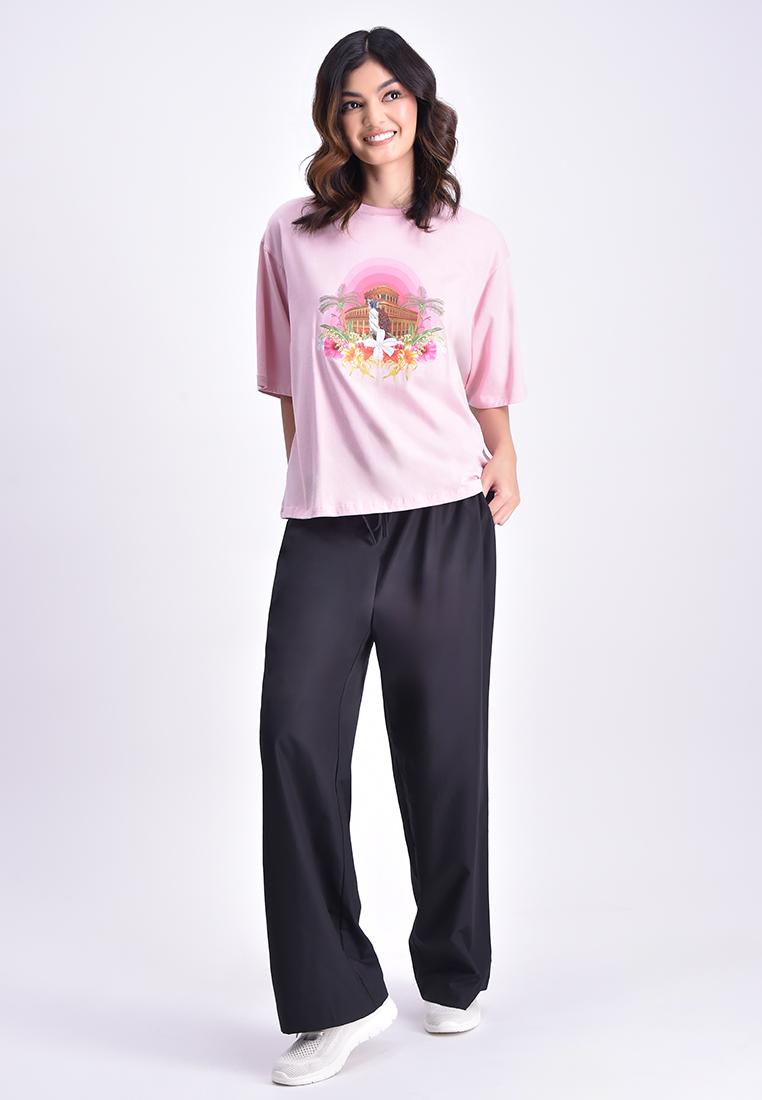 Women's Oversized Round Neck Graphic T-Shirt
